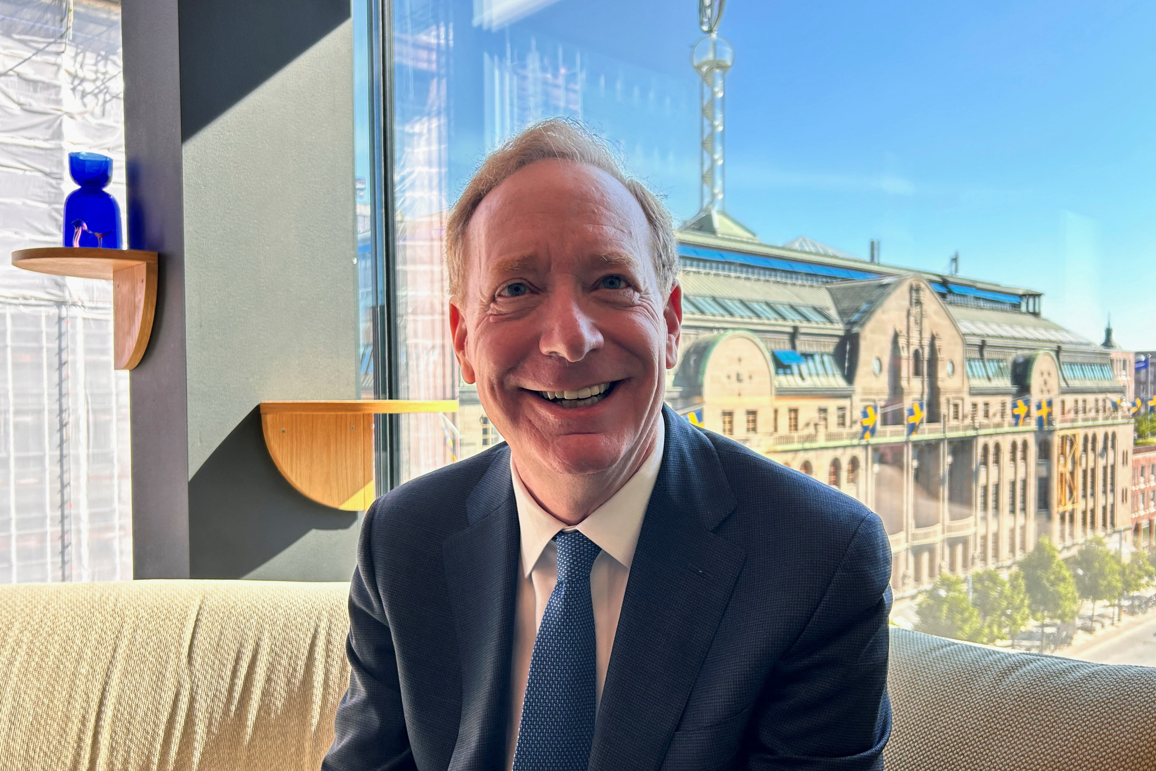 Microsoft Vice Chair and President Brad Smith during an interview with Reuters, in Stockholm