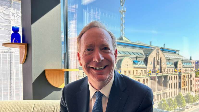 Microsoft Vice Chair and President Brad Smith during an interview with Reuters, in Stockholm