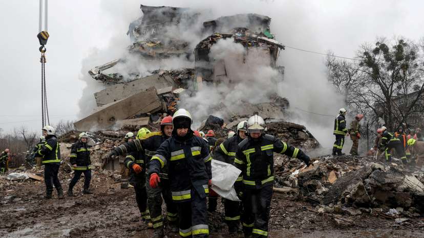 Aftermath of a Russian missile strike in Poltava