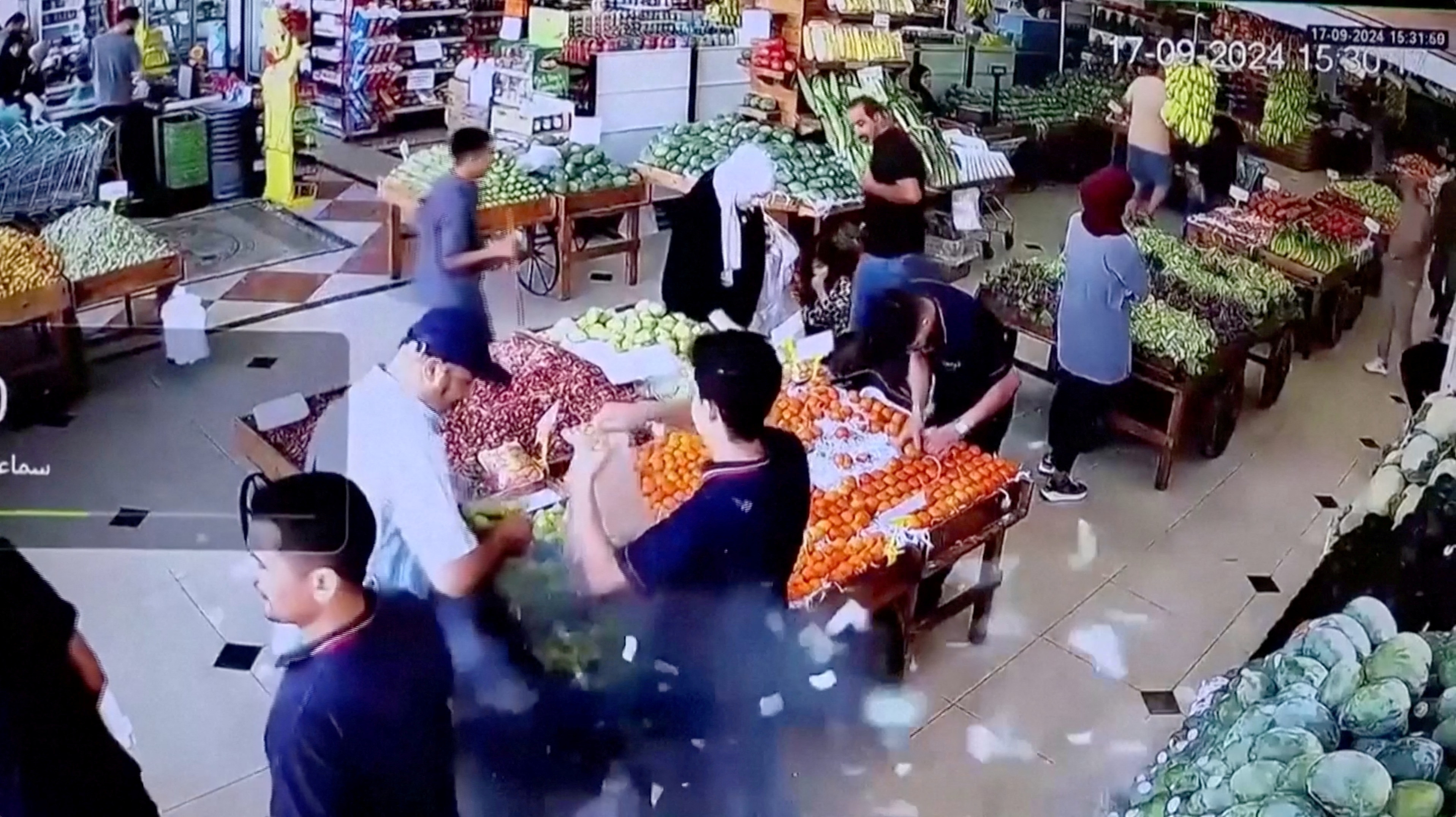 A man's bag explodes in a supermarket in Beirut