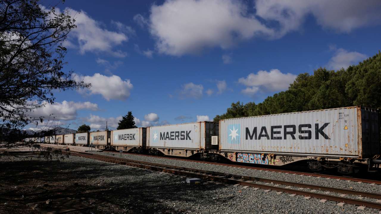 Maersk containers are transported by train in Ronda