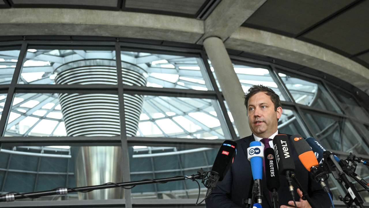 German Finance Minister Klingbeil speaks to media in a press statement in Berlin