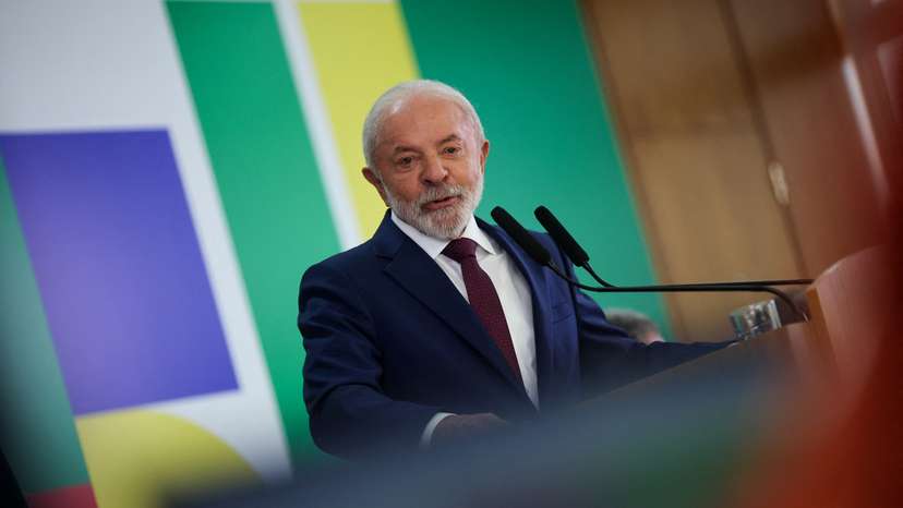 Brazil's President Luiz Inacio Lula da Silva attends a press conference at the Planalto Palace in Brasilia,