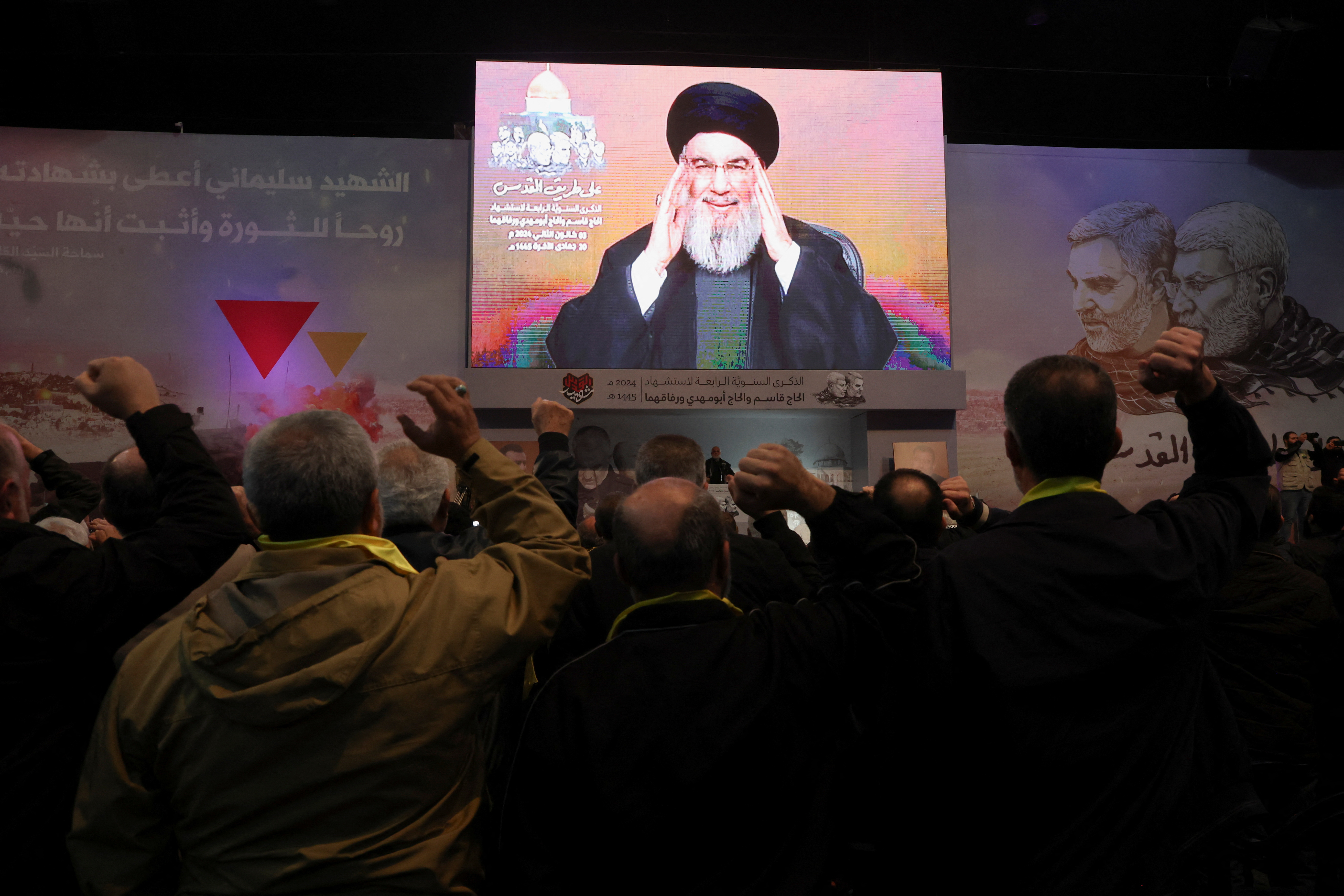 Ceremony to mark the fourth anniversary of the killing of senior Iranian military commander General Qassem Soleimani, in Beirut