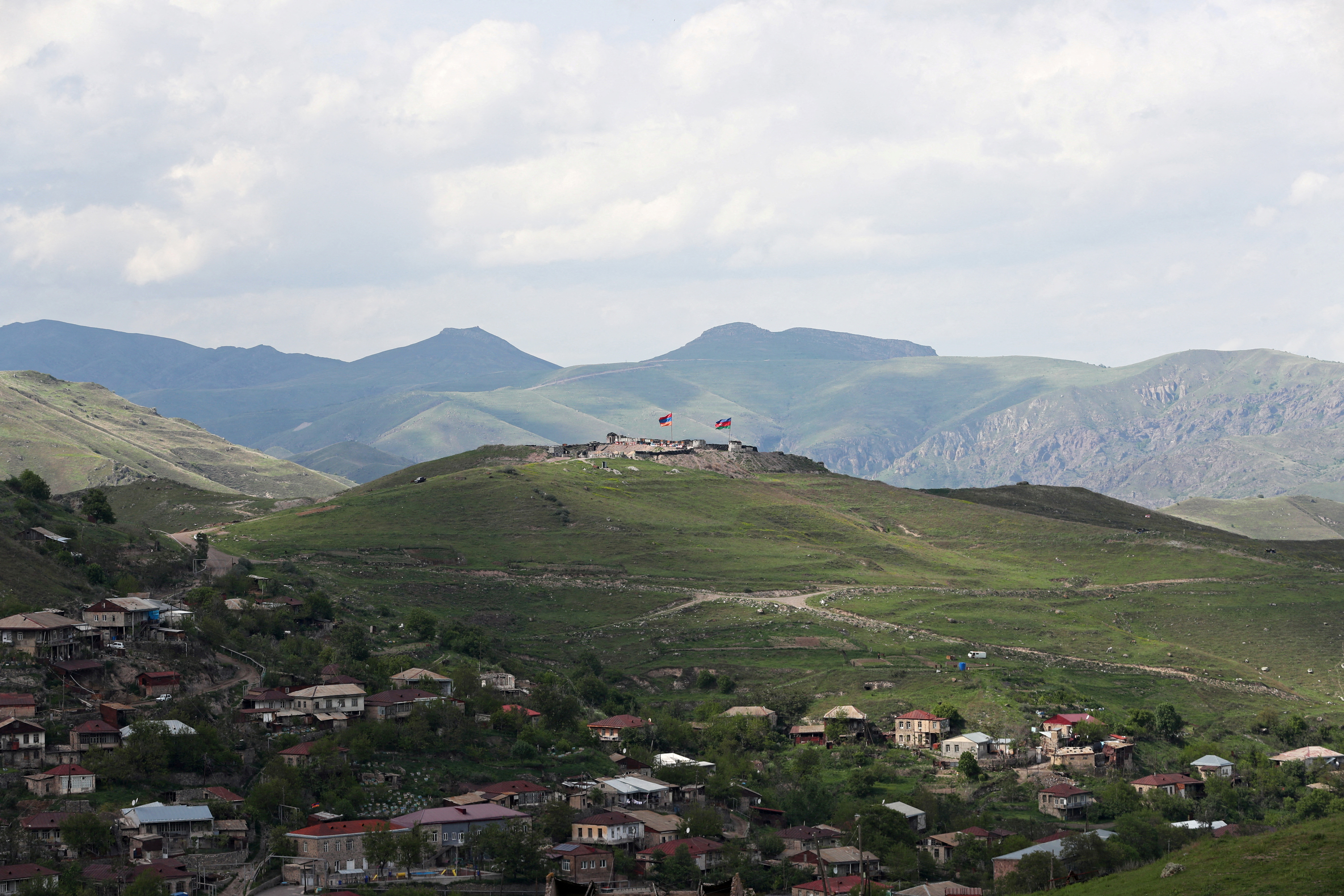 FILE PHOTO: A view shows the positions of the Armenian and Azerbaijani armies on the heights above Khnatsakh