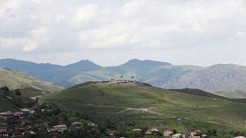 FILE PHOTO: A view shows the positions of the Armenian and Azerbaijani armies on the heights above Khnatsakh