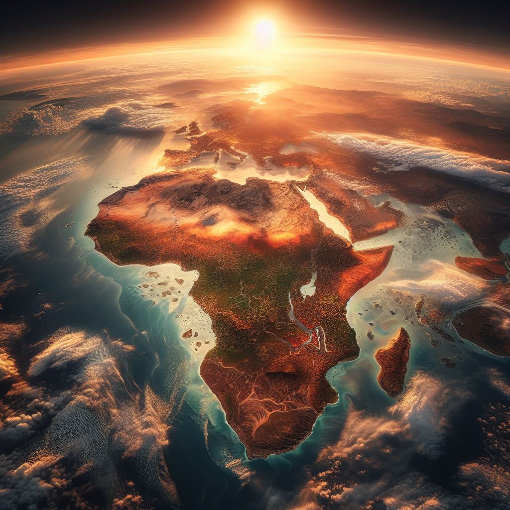 African continent with ocean around it