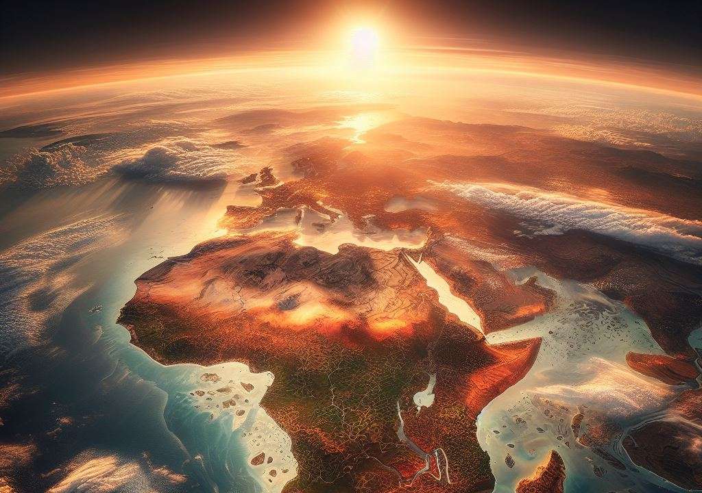 African continent with ocean around it