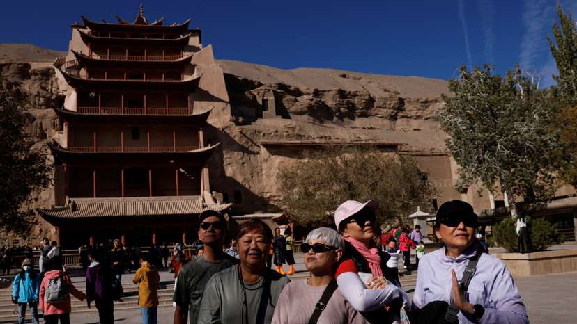 Organised media tour in Dunhuang, Gansu province