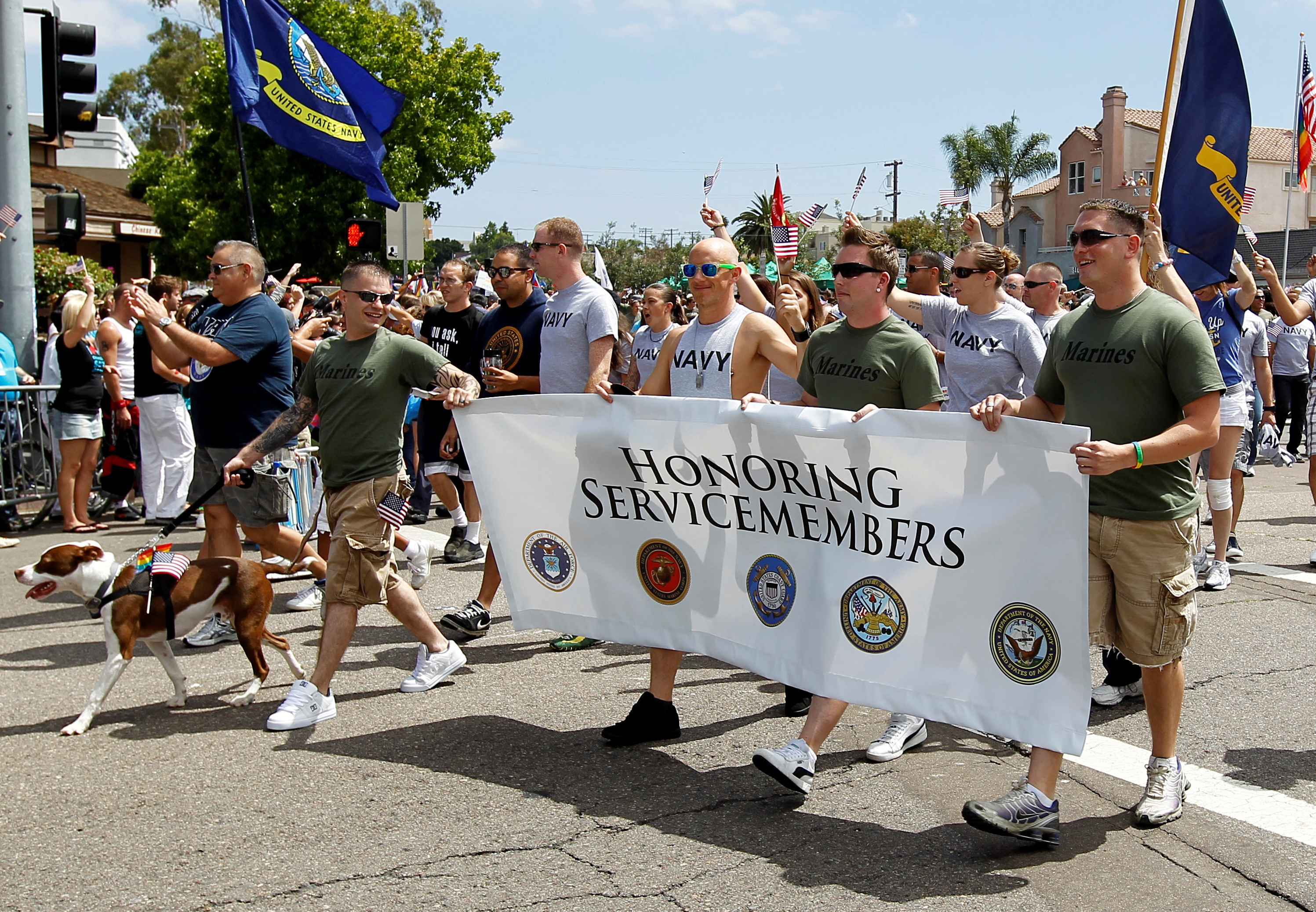 FILE PHOTO: Active and non-active U.S. military personnel participate for the first time in San Diego's Gay Pride Parade in San Diego