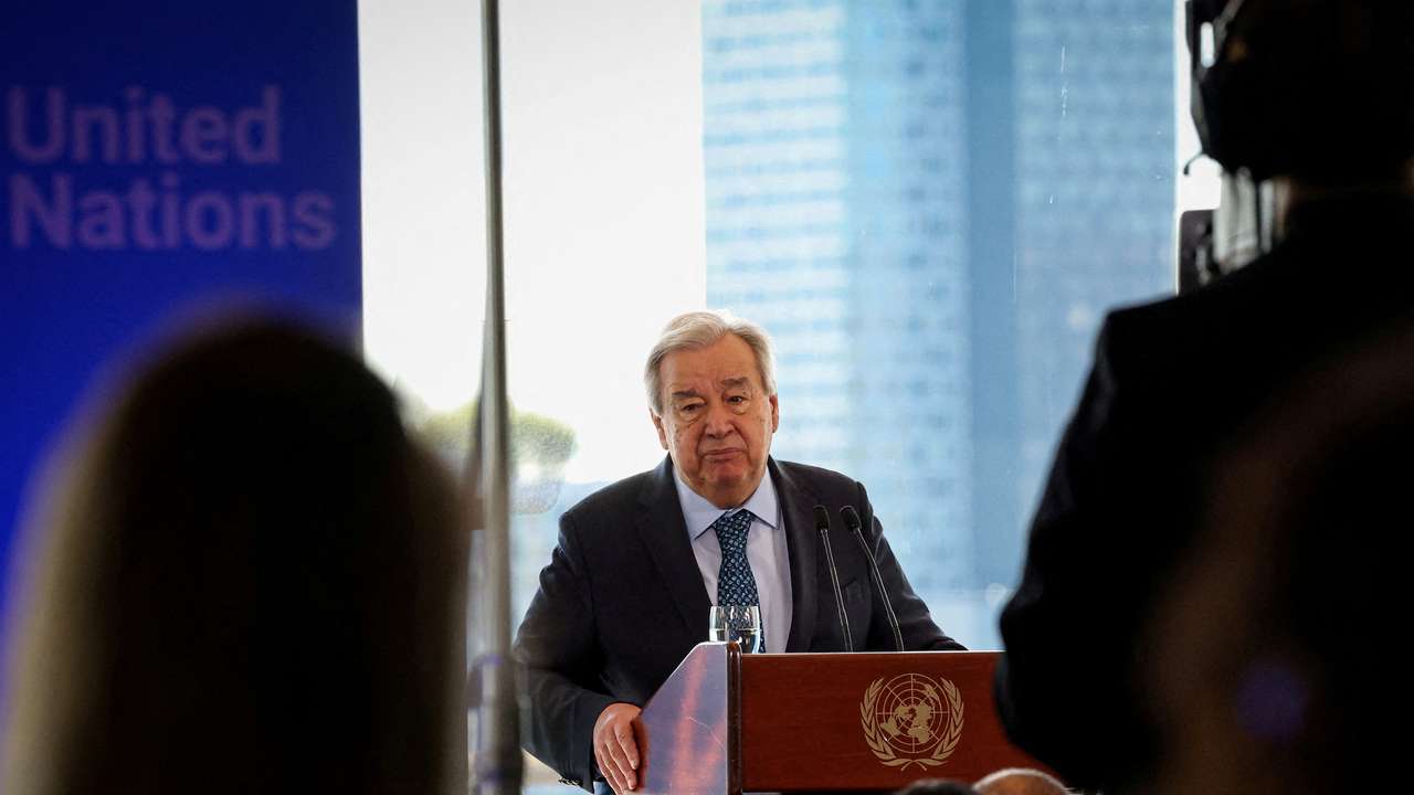 FILE PHOTO: United Nations Secretary General Antonio Guterres delivers a speech on climate and renewable energy in New York