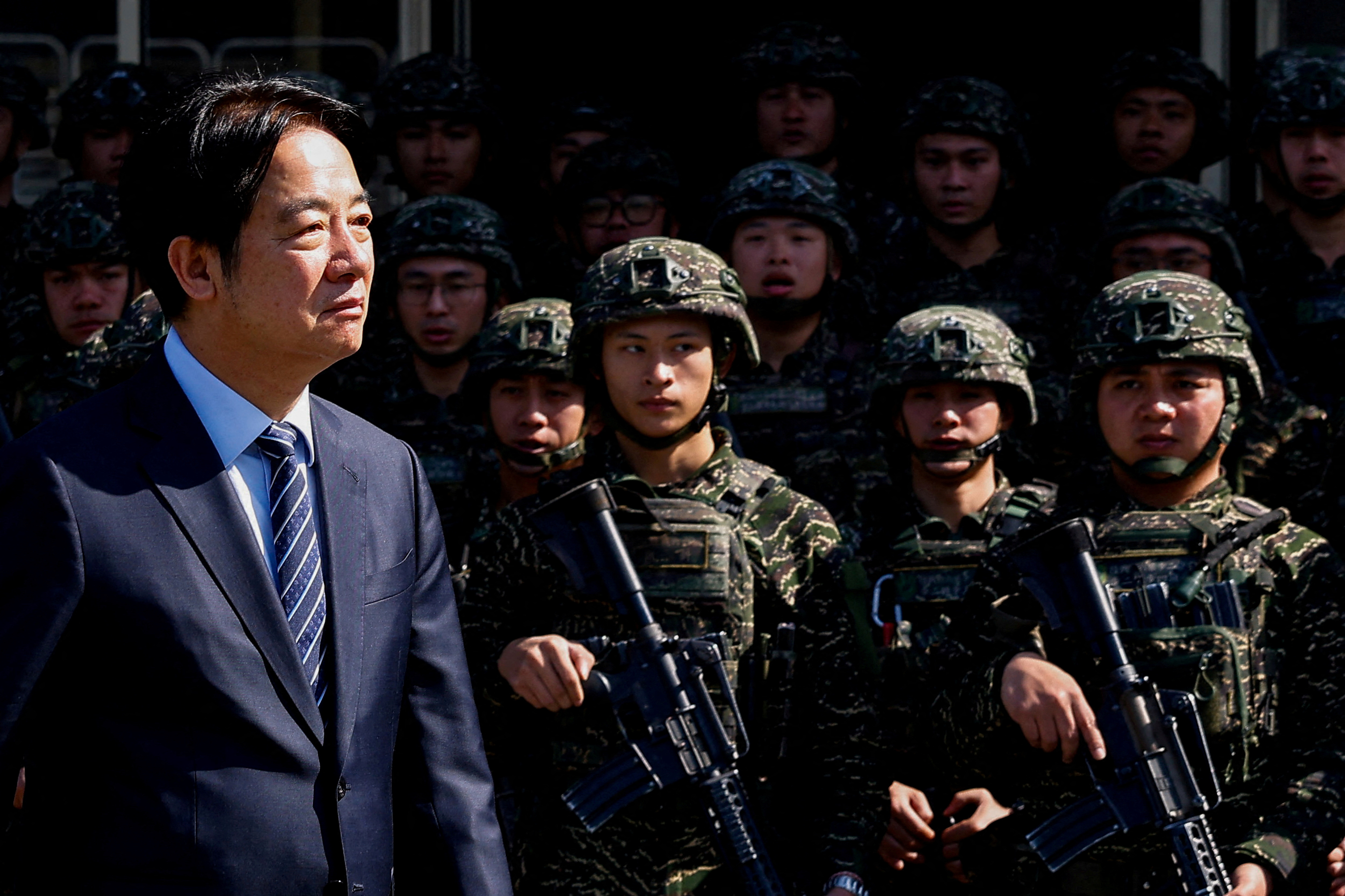 FILE PHOTO: Taiwan's President Lai Ching-te pays a visit to Songshan airbase in Taipei