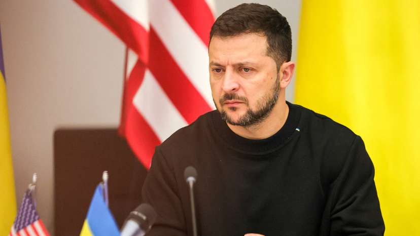 FILE PHOTO: Ukraine's President Zelenskiy addresses a meeting of the Ukraine Defense Contact Group in Brussels