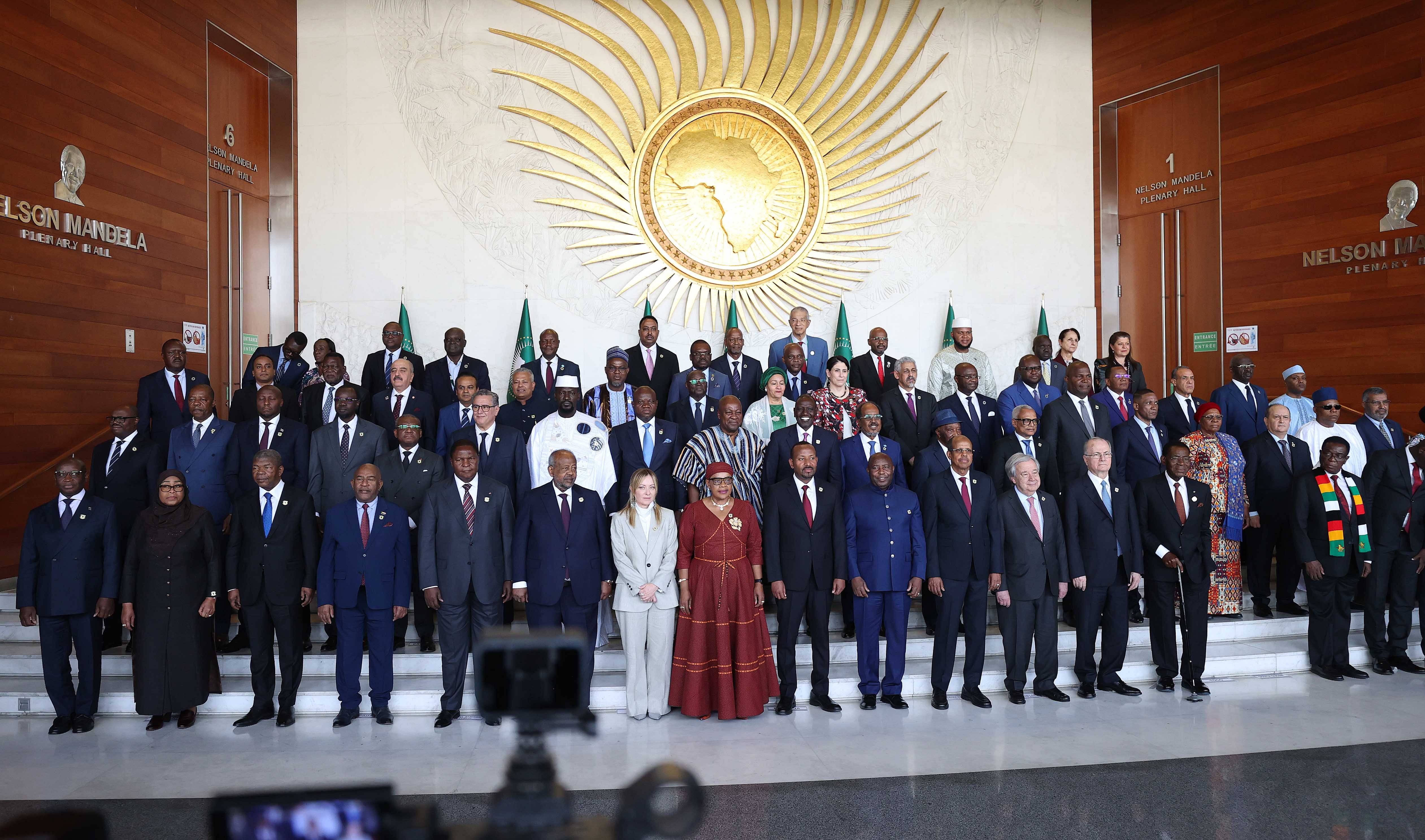 Palestinian Prime Minister Mohammad Mustafa, representing President Mahmoud Abbas,