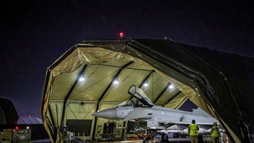 Royal Air Force Typhoon aircraft conduct precision strike operations