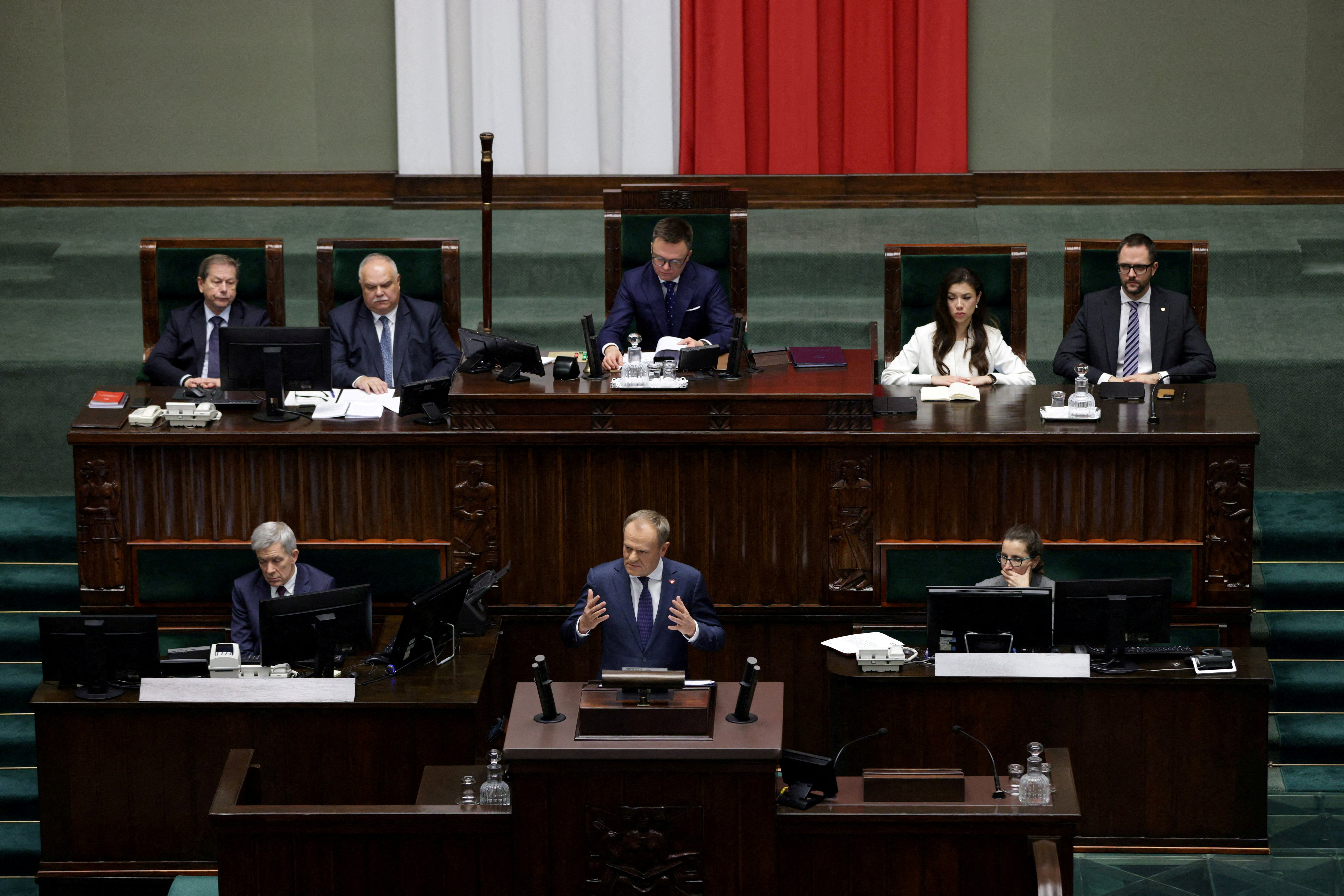Newly appointed Polish Prime Minister Donald Tusk presents his government's programme and asks for a vote of confidence in Parliament in Warsaw