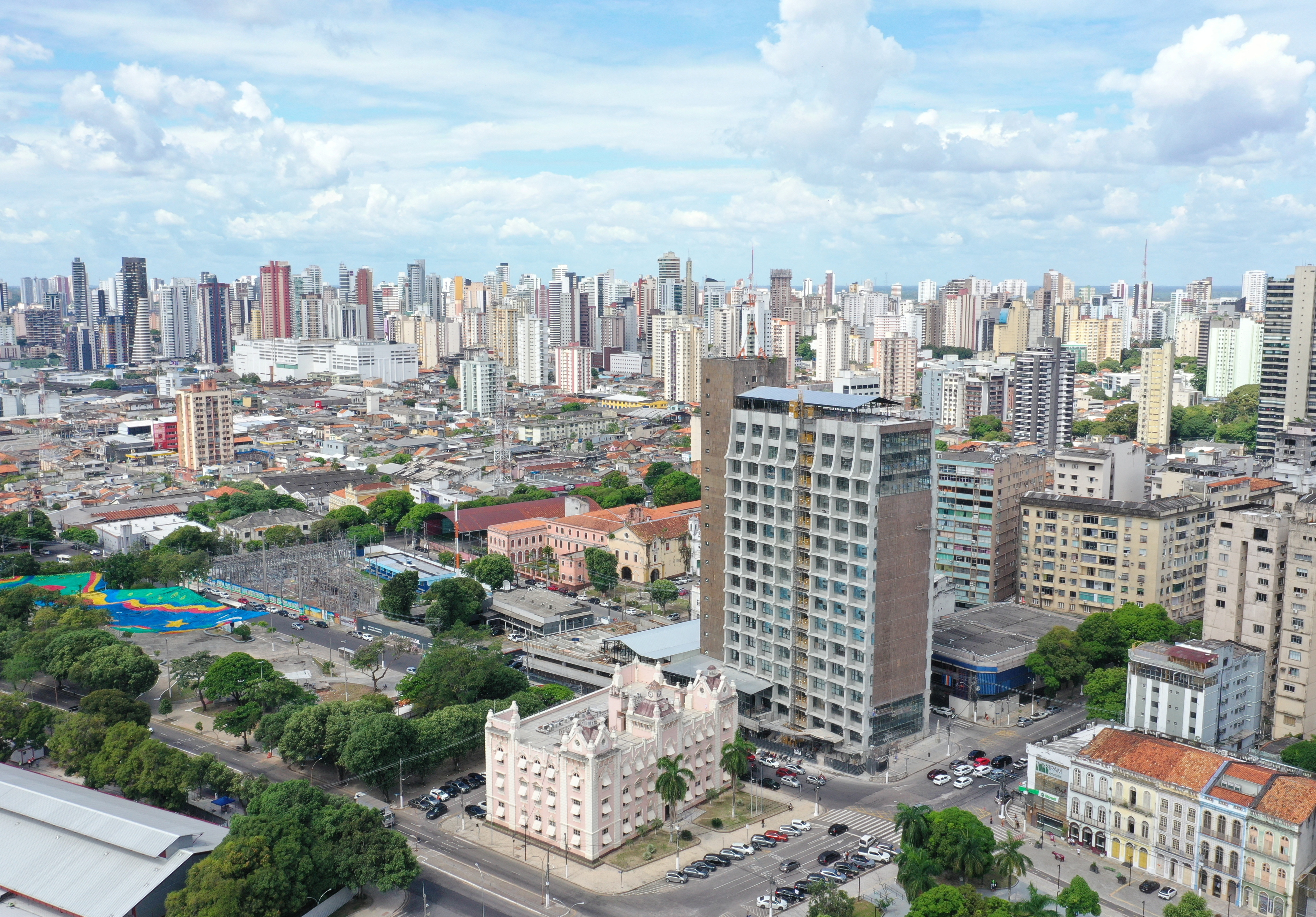 A drone view shows a hotel under construction ahead of the COP30 climate summit in Belem