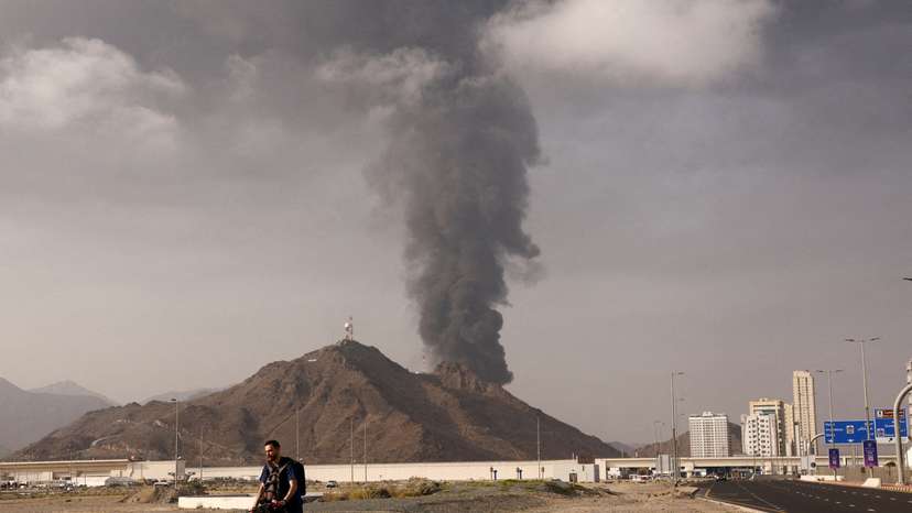 FILE PHOTO: Smoke rises in the Fujairah oil industry zone amid the U.S.-Israel conflict with Iran