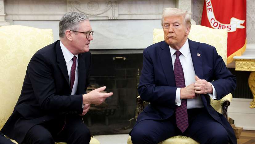 U.S. President Donald Trump meets British Prime Minister Keir Starmer, in Washington, D.C.