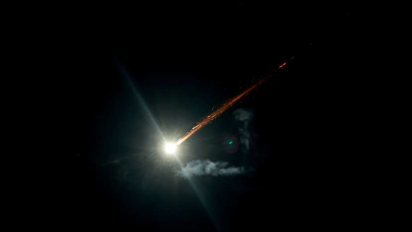 A missile launched from Iran is seen from Jerusalem