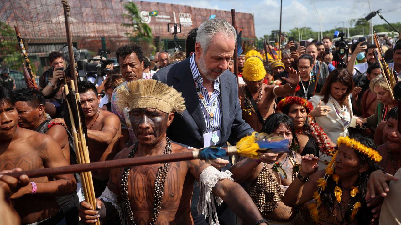 Munduruku indigenous people block access to COP30 in Belem