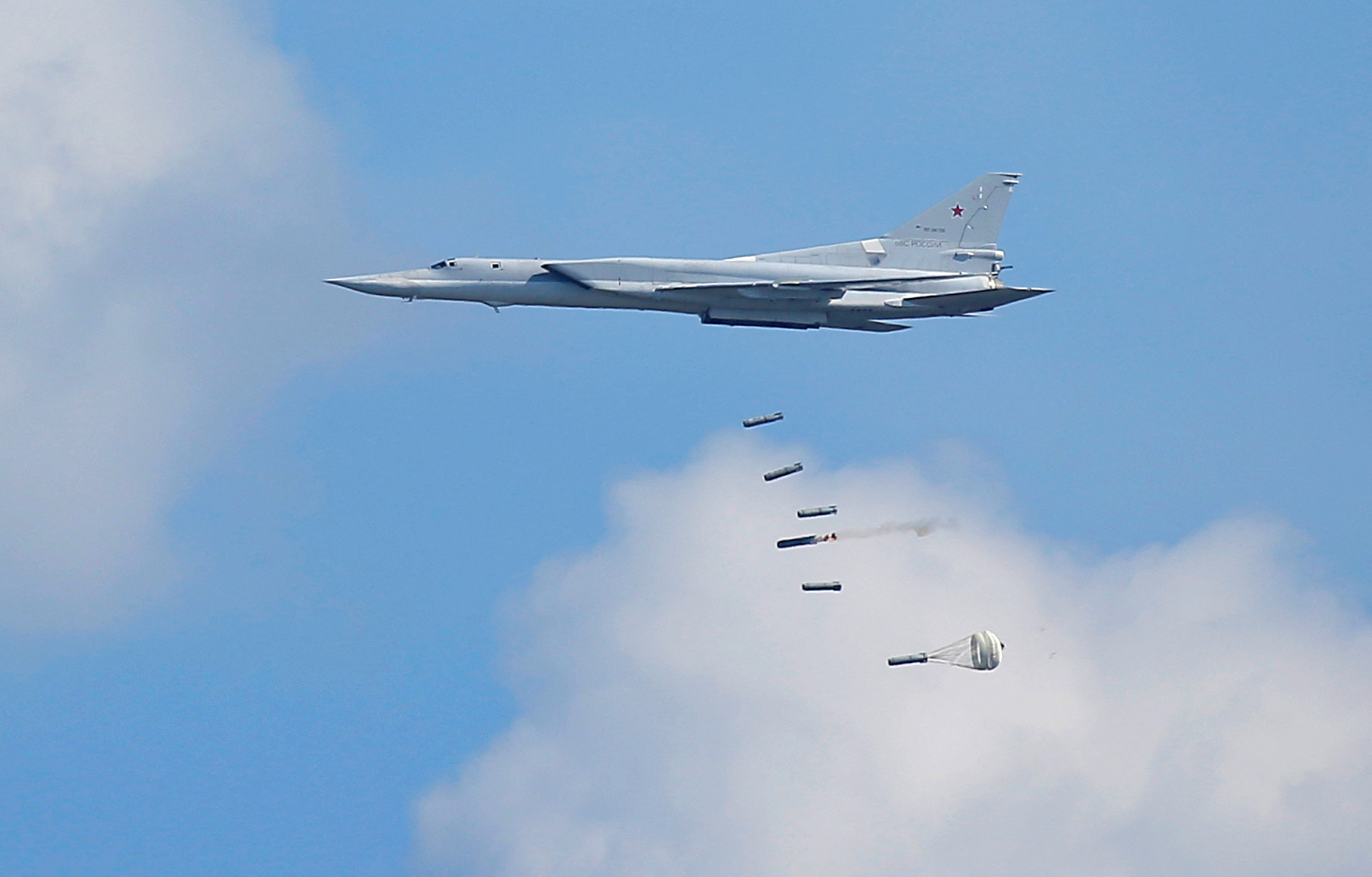 FILE PHOTO: Tupolev Tu-22M3 bomber performs during International Army Games 2016 in Dubrovichi outside Ryazan