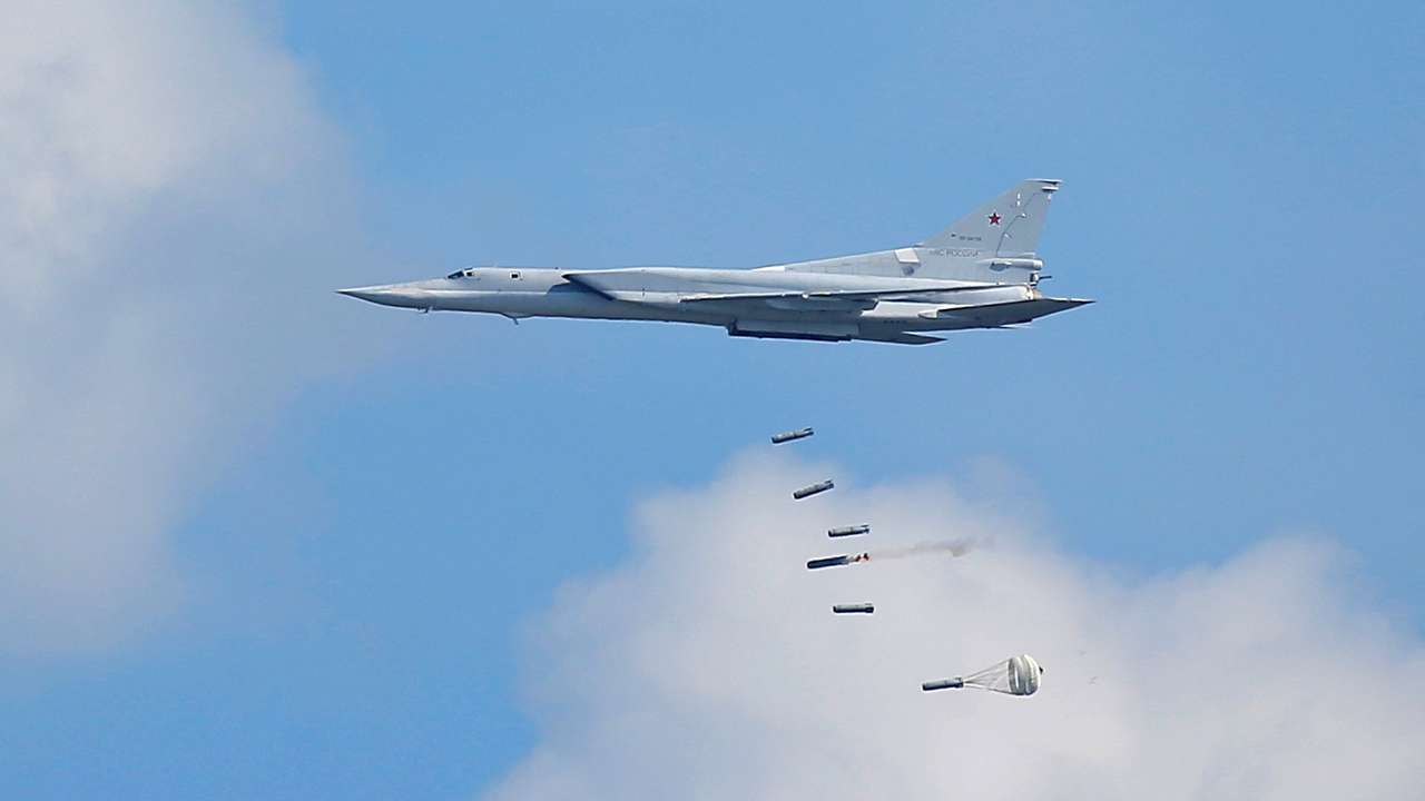 FILE PHOTO: Tupolev Tu-22M3 bomber performs during International Army Games 2016 in Dubrovichi outside Ryazan
