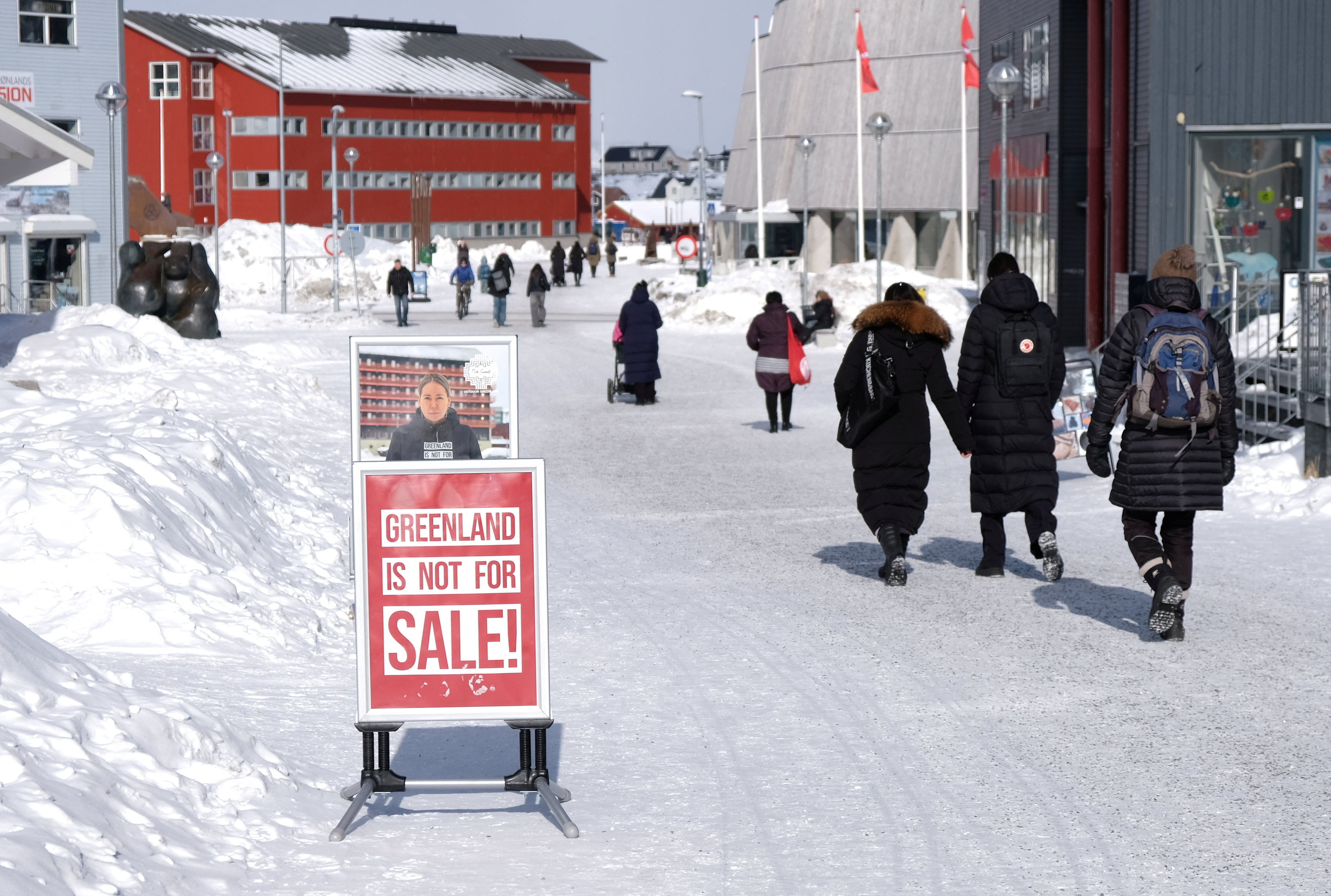 Posters of Greenland candidates in Danish election in Nuuk