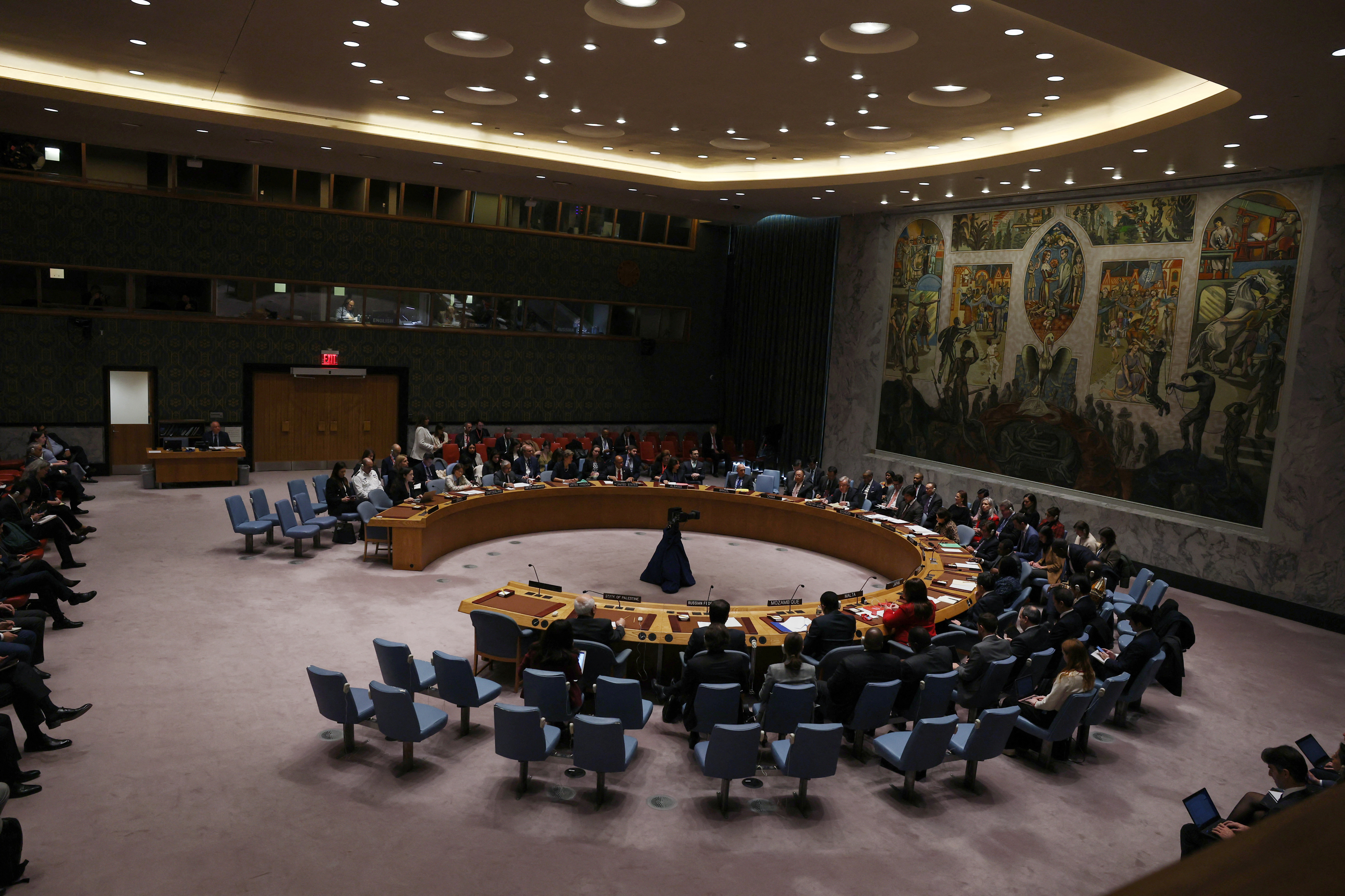 United Nations Secretary-General Antonio Guterres attends a United Nations Security Council meeting