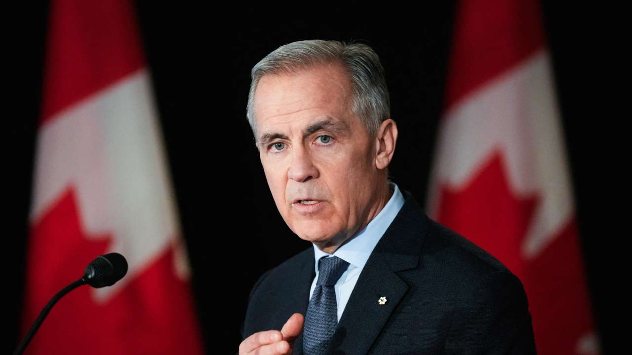 Canada's Prime Minister Mark Carney speaks during a news at the Citadelle in Quebec City