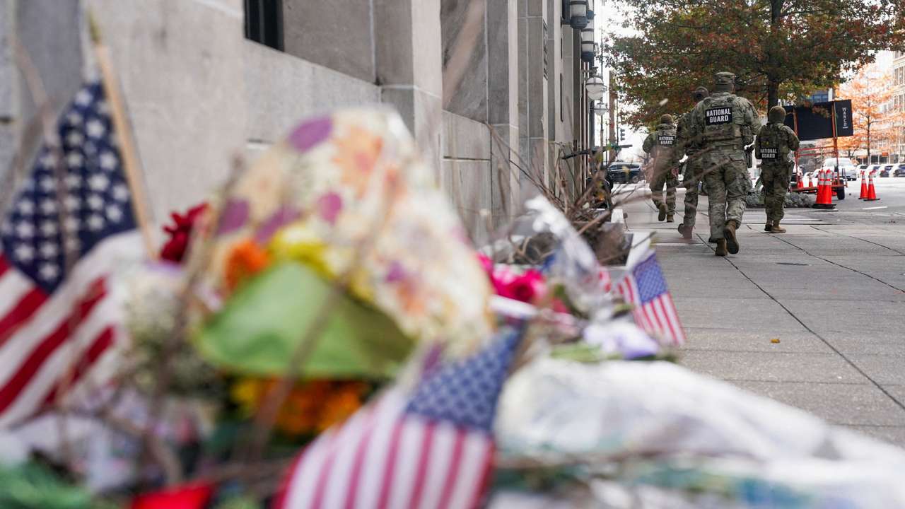 Aftermath of shooting of two National Guard members, in Washington
