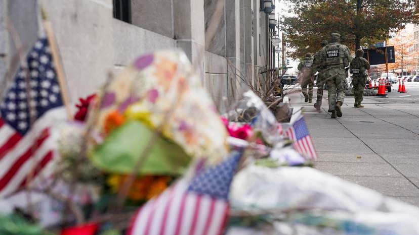 Aftermath of shooting of two National Guard members, in Washington