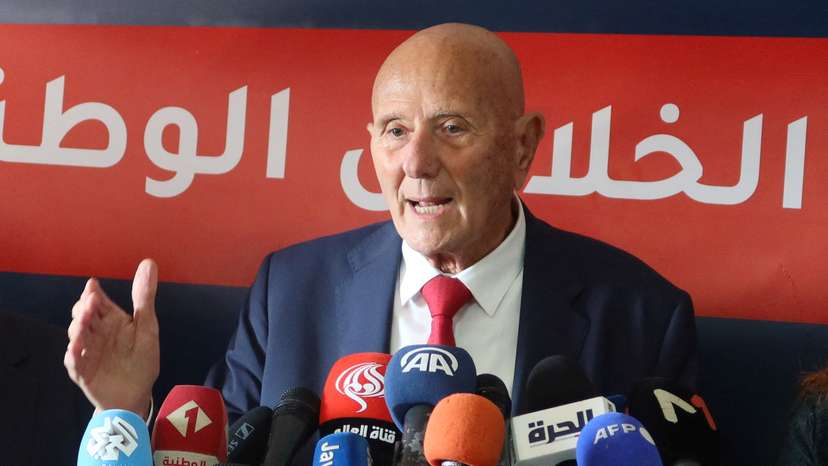 Ahmed Nejib Chebbi, head of the National Salvation Front, speaks during a news conference in Tunis