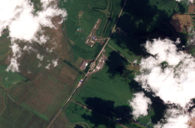 FILE PHOTO: Satellite image shows Sudzha border crossing in Oleshnya, Kursk Region
