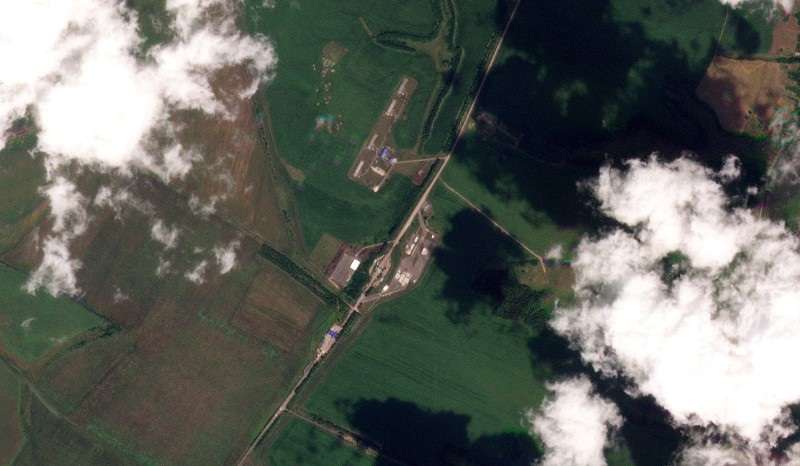 FILE PHOTO: Satellite image shows Sudzha border crossing in Oleshnya, Kursk Region