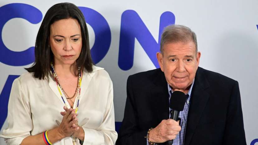 Venezuelan opposition leader Maria Corina Machado and opposition presidential candidate Edmundo Gonzalez hold press conference, in Caracas