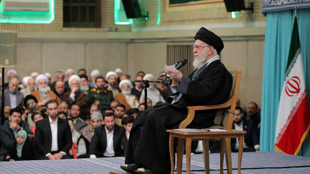 Iran's Supreme Leader Ayatollah Ali Khamenei speaks during a meeting in Tehran