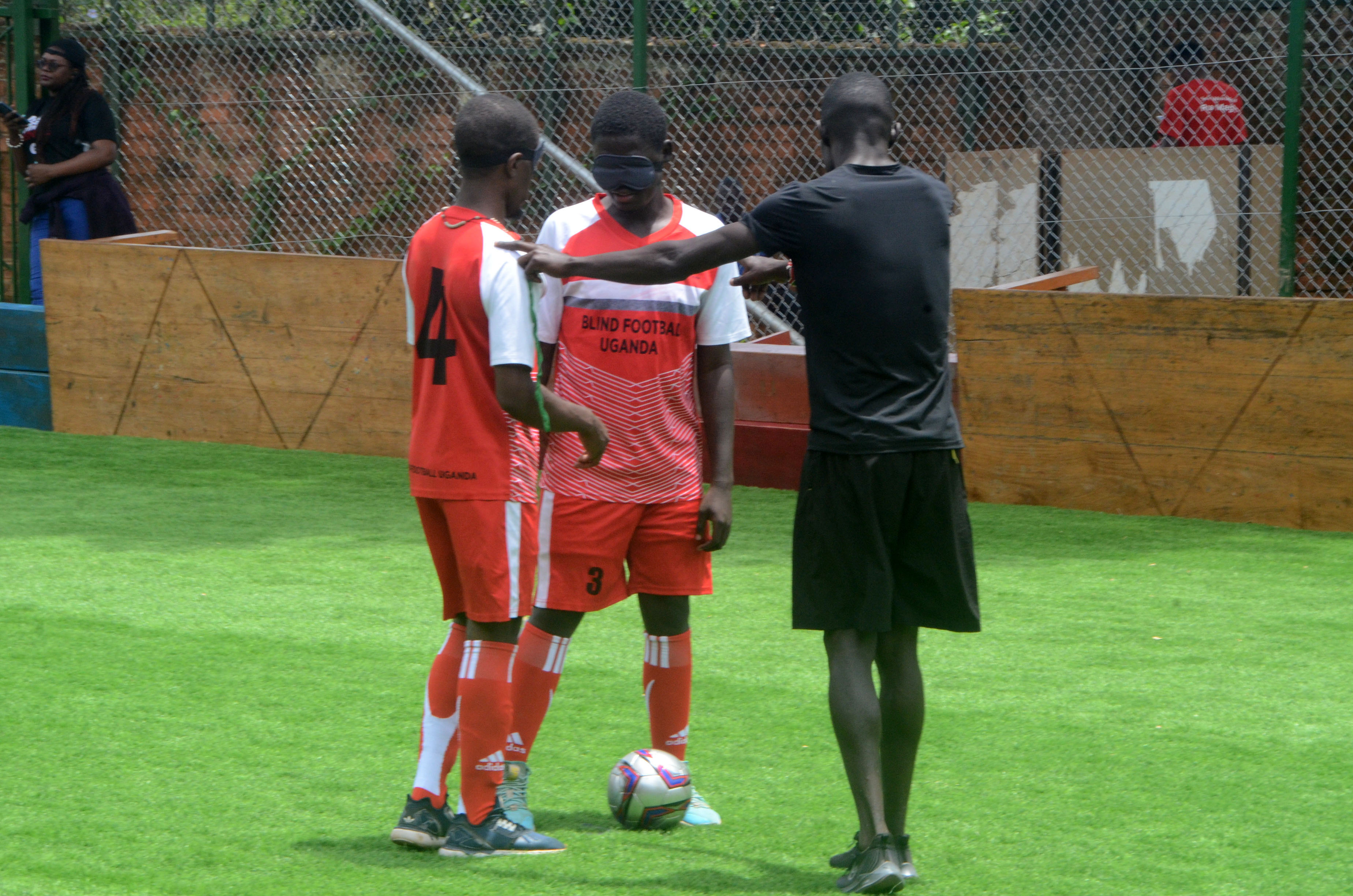 some of the blind players competing during amatch in Kampala Capital city