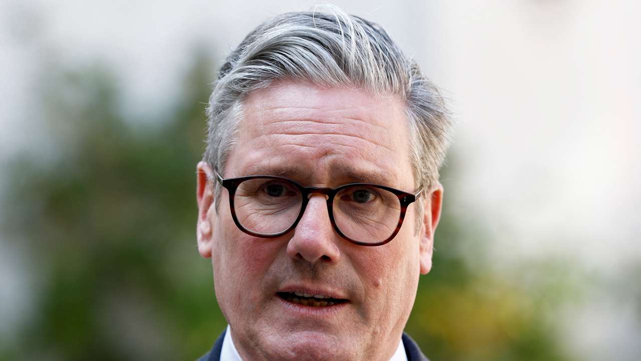 British PM Keir Starmer speaks to journalists after meeting on Ukraine, in Paris