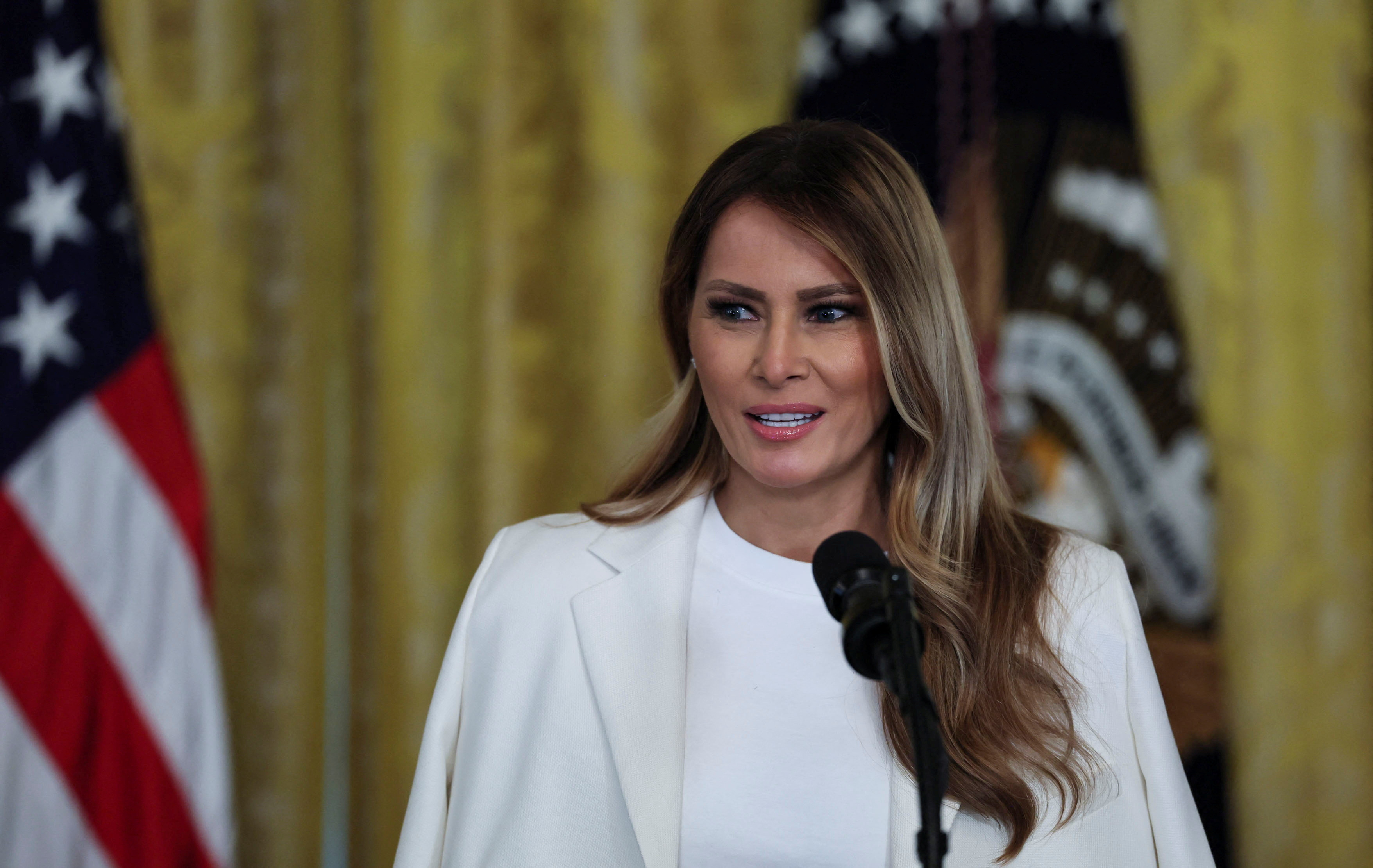 U.S. President Trump attends a celebration of U.S. military mothers at the White House in Washington