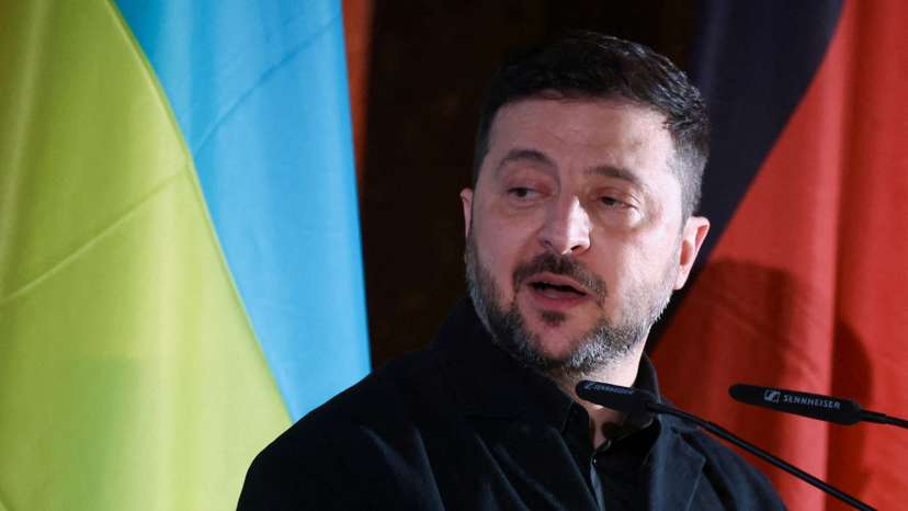 FILE PHOTO: Ukrainian President Volodymyr Zelenskiy receives the Ewald-von-Kleist-Award, during the Munich Security Conference MSC
