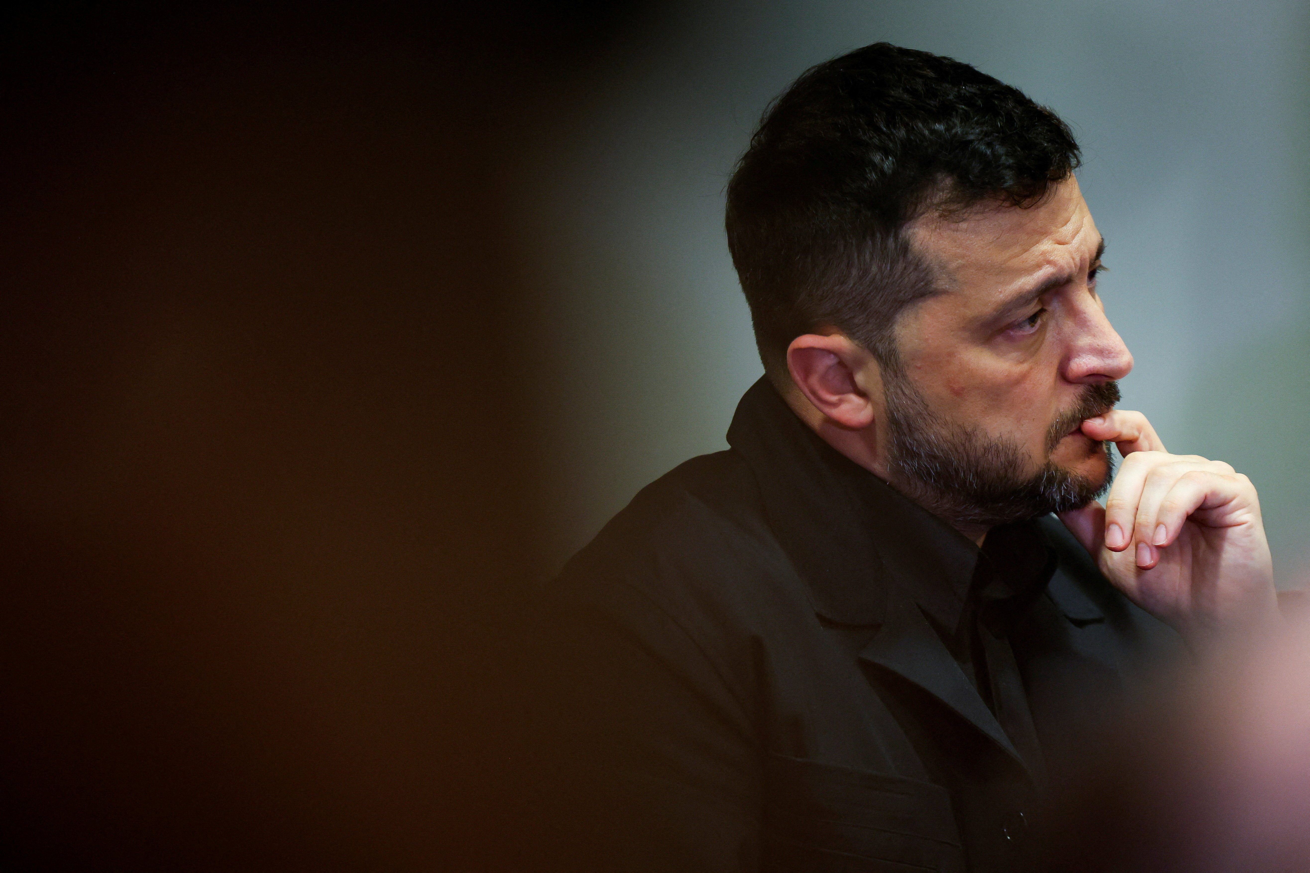 Ukraine’s President Zelenskiy speaks a stakeout during the 80th UN General Assembly in New York City
