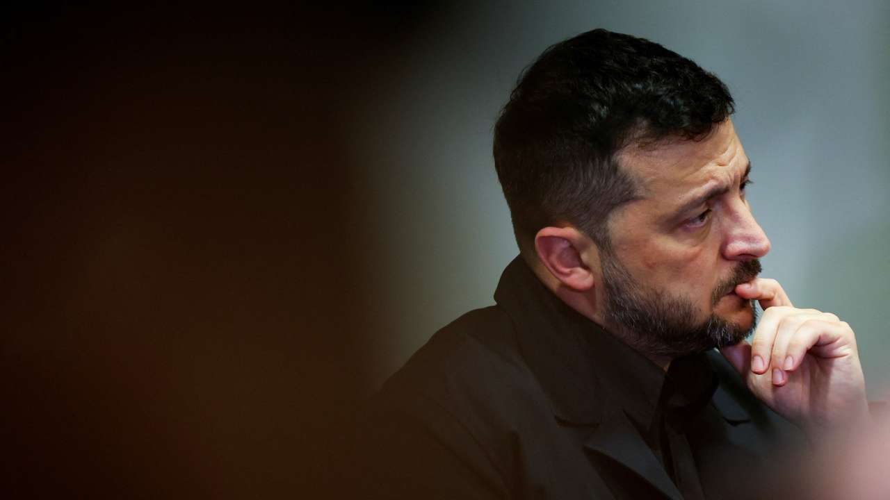 Ukraine’s President Zelenskiy speaks a stakeout during the 80th UN General Assembly in New York City