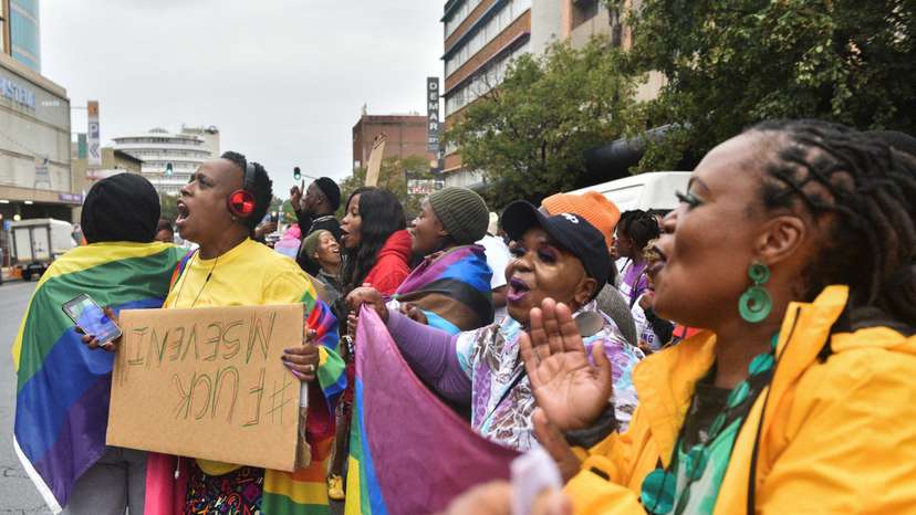 People protest against Uganda's new anti-LGBTQ bill in Pretori