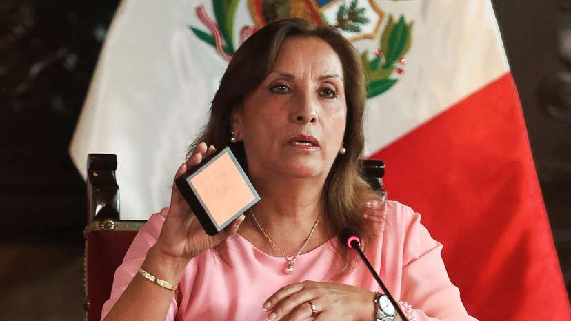 Peru's President Boluarte attends a press conference in Lima