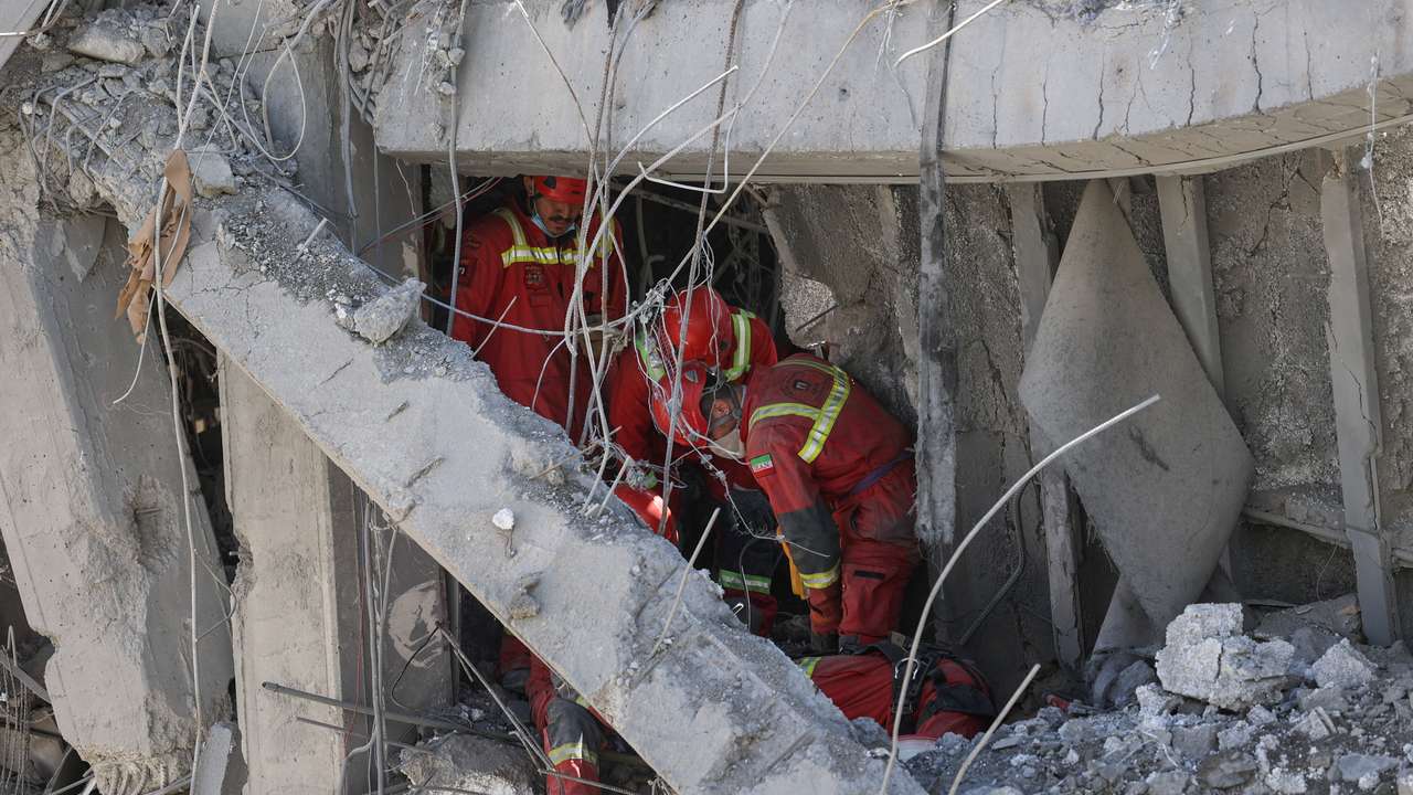 Aftermath of a strike on a residential building in Tehran