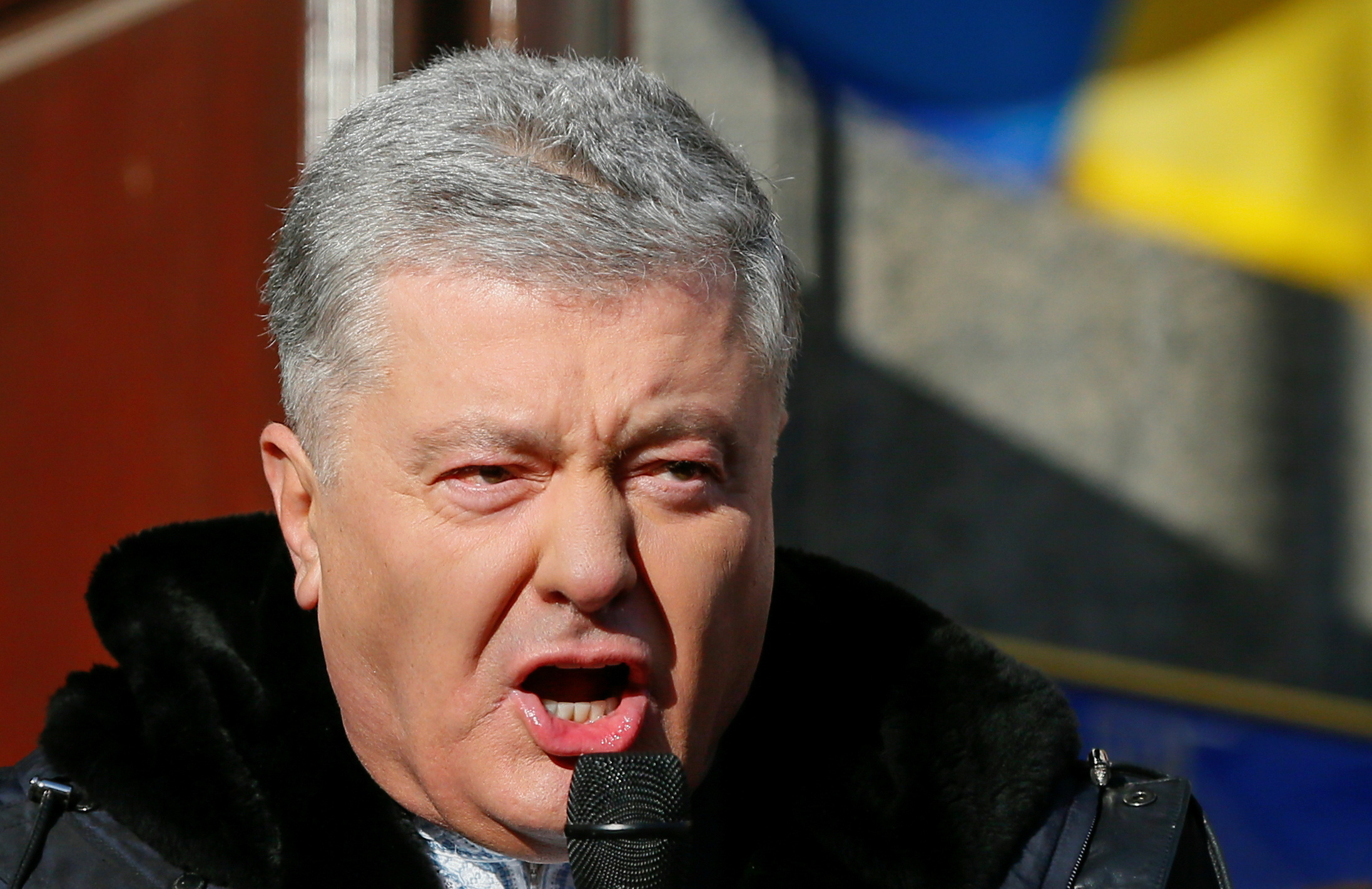 Ukrainian former President Poroshenko arrives at a court building in Kyiv