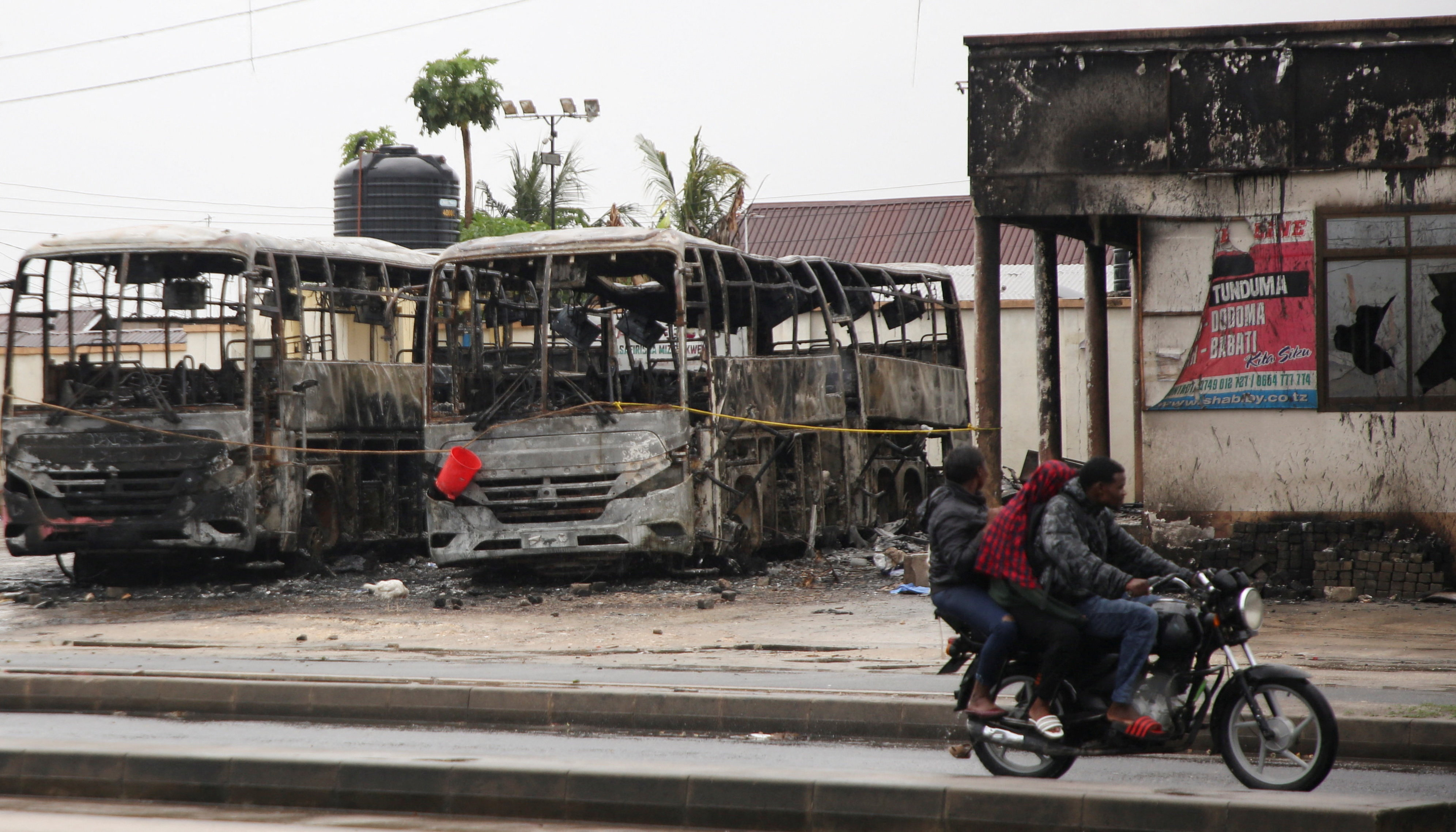 Aftermath of the demonstration, following a general election marred by violent demonstrations over the exclusion of two leading opposition candidates, at Manzese in Dar es Salaam