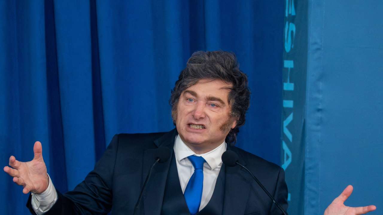 Argentina's President Javier Milei speaks at Yeshiva University in Manhattan, in New York City, U.S., March 9, 2026. REUTERS/David 'Dee' Delgado