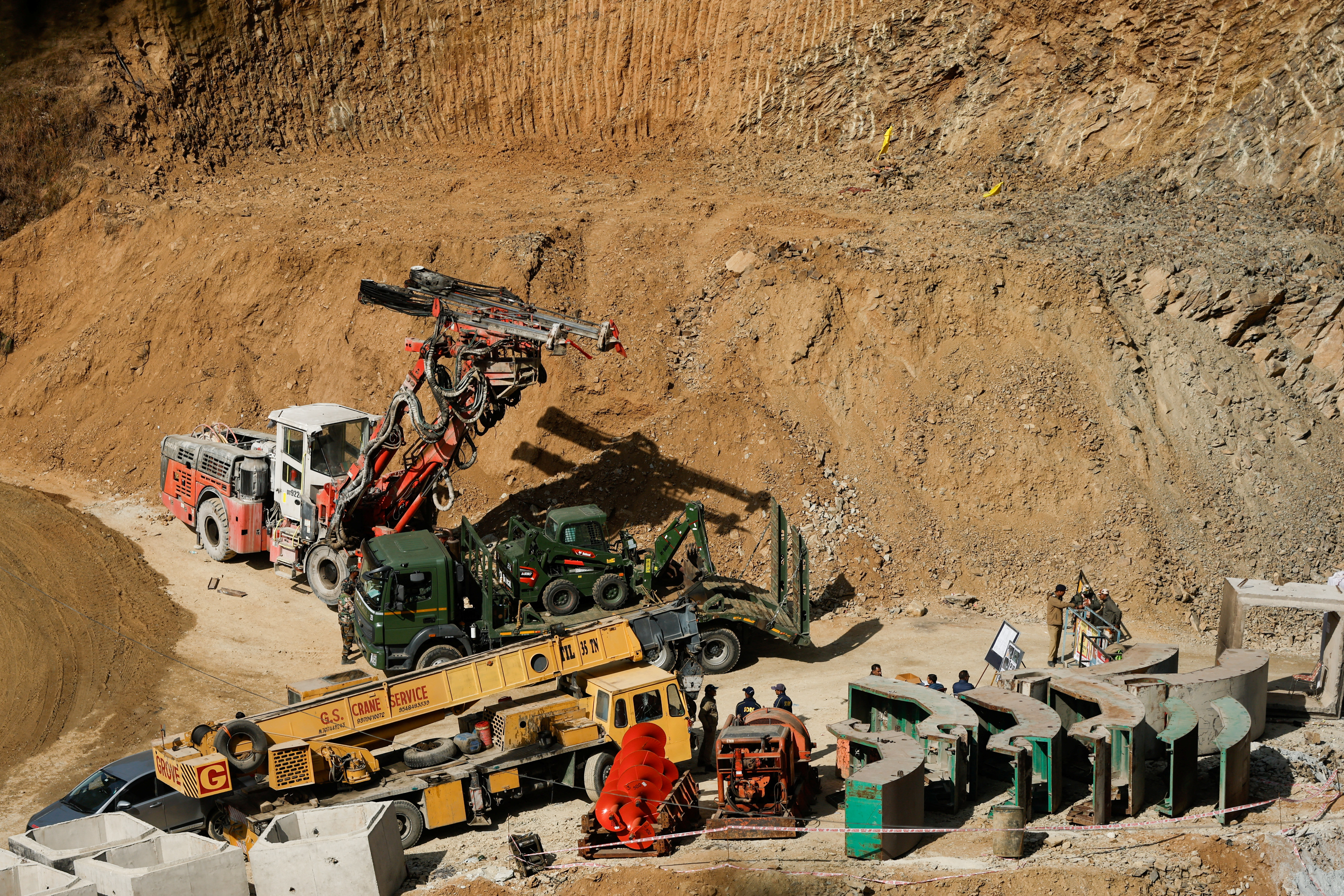 Rescue operations in progress after workers got trapped in a tunnel collapse, in Uttarkashi